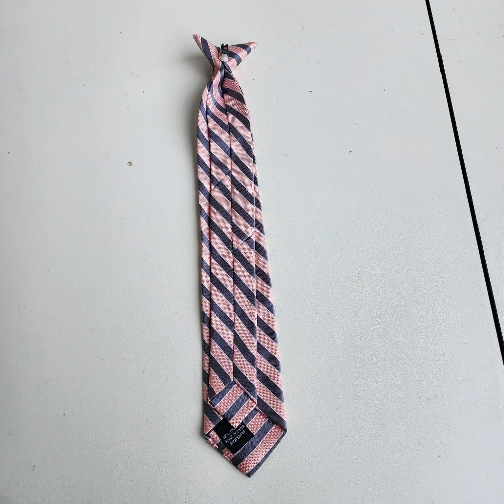 Boys Clip On Tie Striped Pre Tied Necktie Modern 15